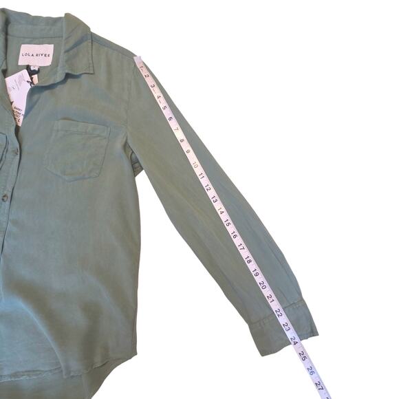 Lola River Barry V-Neck Button Front Shirt Blouse NWT LR1027 Chambray Feel sz L - Picture 6 of 9